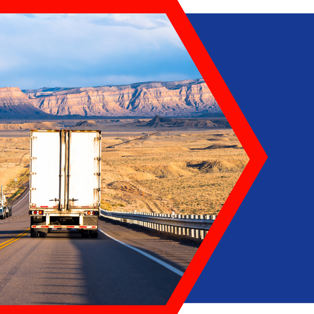 back of truck driving down highway