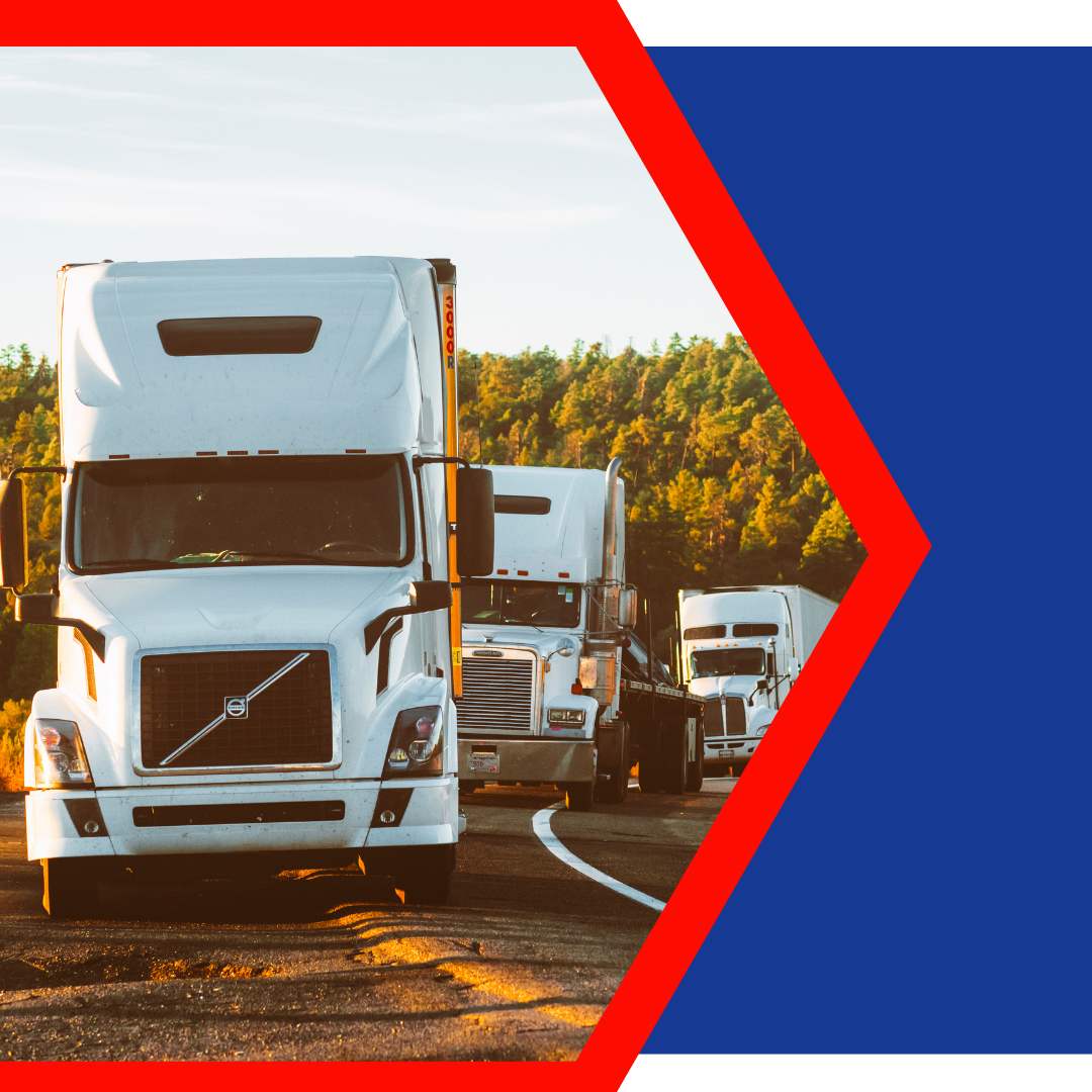 trucks driving down highway